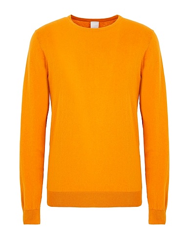 8 by YOOX Jumper COTTON-CASHMERE BLEND BASIC CREW-NECK JUMPER 
 Marigold 95% Organic cotton, 5% Cashmere