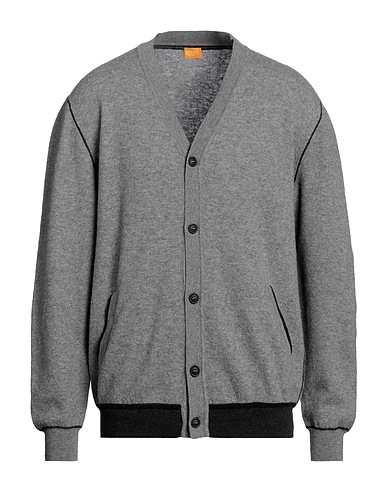 SVEVO Cardigan Grey 100% Wool, Soft Leather