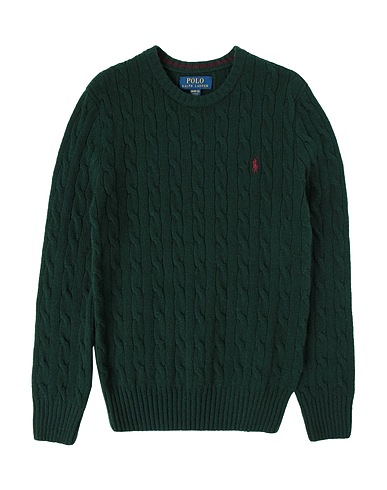 POLO RALPH LAUREN Pullover Cable-Knit Wool-Blend Sweater
 Verde scuro 90% Lana, 10% Cachemire