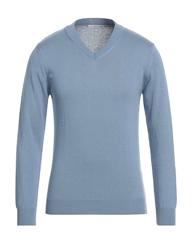 GREY DANIELE ALESSANDRINI Jumper Pastel blue 50% Acrylic, 50% Cotton