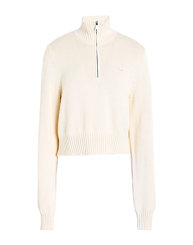 ADIDAS ORIGINALS Polo neck KNIT HALF ZIP
 Ivory 100% Cotton