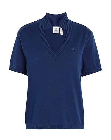 ADIDAS ORIGINALS Jumper KNIT OPEN POLO Navy blue 100% Cotton