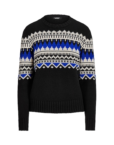 LAUREN RALPH LAUREN Pullover  GEO-MOTIF WOOL-BLEND CREWNECK SWEATER 
 Noir 55% Laine, 25% Nylon recyclé, 20% Coton