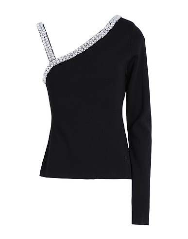 KARL LAGERFELD One-shoulder top Black 64% Viscose, 36% Nylon