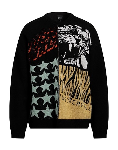 JUST CAVALLI Jumper NERO 30% Polyester, 27% Cotton, 26% Wool, 16% Synthetic fibers, 1% Mohair wool