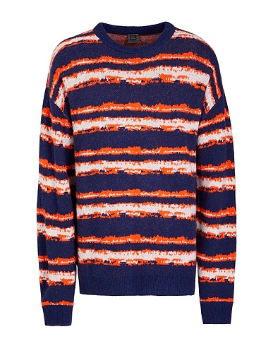 8 by YOOX Sweater WOOL BLEND JACQUARD OVER MOCK NECK KNIT JUMPER
 Navy 80% Wool, 20% Recycled polyamide