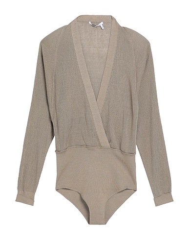AGNONA TOPWEAR Khaki 62% Linen, 27% Silk, 8% Polyamide, 3% Elastane