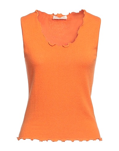 ROSSOPURO Maglia Gilet Arancione 100% Cachemire