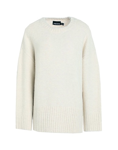 PIECES Pullover Avorio 50% Poliestere riciclato, 27% Poliestere, 20% Acrilico, 3% Elastan