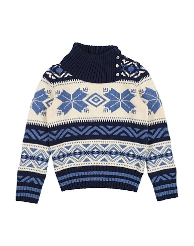 POLO RALPH LAUREN Polo neck Fair Isle Wool-Blend Turtleneck
 Navy blue 40% Wool, 30% Cotton, 23% Recycled nylon, 7% Nylon