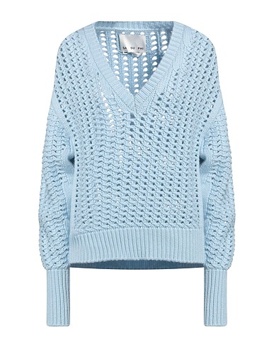 SA SU PHI Maglia in Cachemire Celeste 100% Cachemire