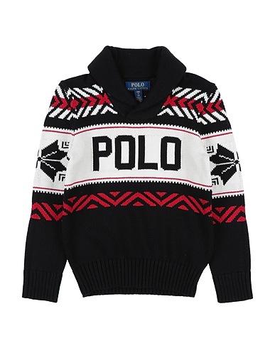 POLO RALPH LAUREN Jumper Logo Cotton Shawl-Collar Sweater Black 100% Cotton