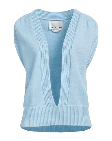 SA SU PHI Maglia in Cachemire Celeste 100% Cachemire