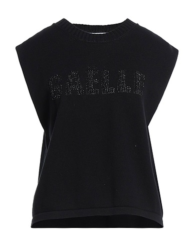 GAëLLE Paris Sleeveless sweater Black 96% Cotton, 2% Viscose, 1% Polyamide, 1% Metallic fiber