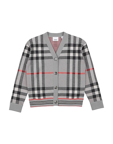 BURBERRY Cardigan Gris clair 100% Laine, Polyamide, Élasthanne
