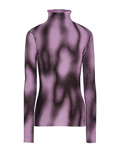 8 by YOOX Polo neck VISCOSE PRINTED RIB KNIT SLIM FIT TOP
 Lilac 92% Viscose, 5% Polyamide, 3% Elastane