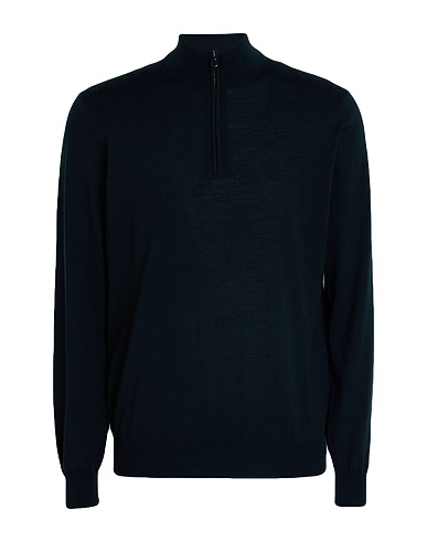 FILIPPO DE LAURENTIIS Jumper with zip Dark green 100% Super 120s Wool