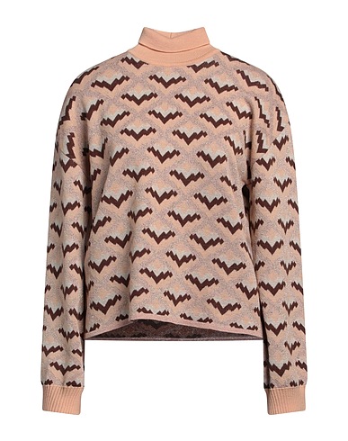 VIKI-AND Polo neck Apricot 75% Merino Wool, 17% Viscose, 4% Polyester, 4% Metallic Polyester