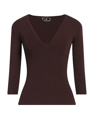 ELISABETTA FRANCHI Sweater Dark brown 57% Lyocell, 27% Silk, 16% Polyamide