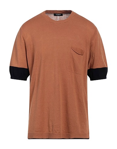 +39 MASQ Pullover Cammello 75% Lino, 25% Cotone