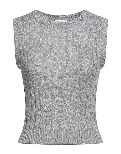 BRUNELLO CUCINELLI Sleeveless sweater Blue 94% Linen, 6% Nylon, Polyester