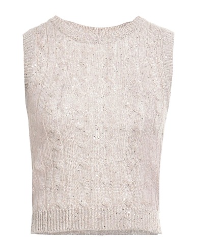 BRUNELLO CUCINELLI Sleeveless sweater Taupe 94% Linen, 6% Nylon, Polyester