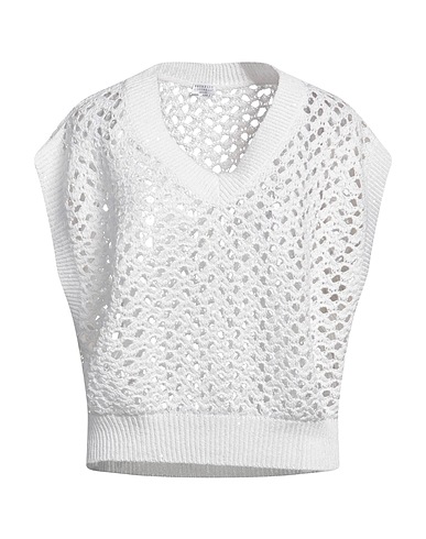 BRUNELLO CUCINELLI Jumper White 46% Cotton, 40% Linen, 14% Silk, Polyamide
