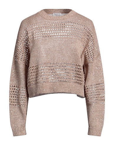 BRUNELLO CUCINELLI Jumper Light brown 94% Linen, 6% Nylon, Polyester