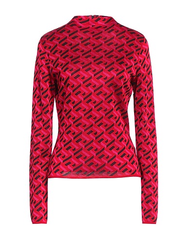 VERSACE Polo neck Red 56% Silk, 43% Viscose, 1% Other Fibres
