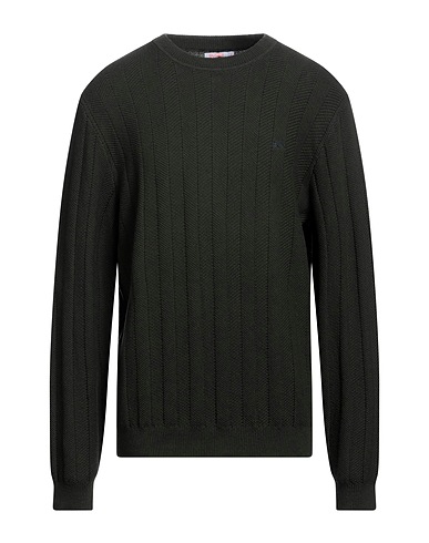SUN 68 Sweater Dark green 50% Merino Wool, 50% Cotton