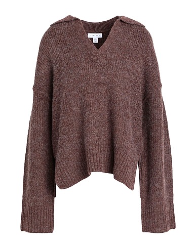 TOPSHOP Sweater Chocolate brown 56% Acrylic, 26% Polyester, 10% Nylon, 7% Wool, 1% Elastane
