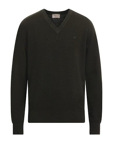 BROOKSFIELD Pullover Verde militare 100% Lana Vergine