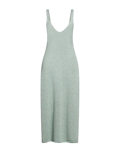 MÊME ROAD Midi dress Light green 80% Viscose, 20% Metallic fiber