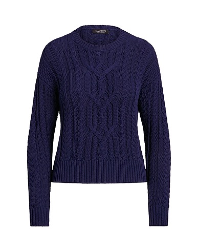 LAUREN RALPH LAUREN Pullover CABLE-KNIT COTTON CREWNECK SWEATER
 Blu navy 100% Cotone