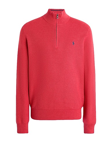 POLO RALPH LAUREN Pullover mit Zipper  MESH-KNIT COTTON QUARTER-ZIP SWEATER
 Koralle 100% Baumwolle