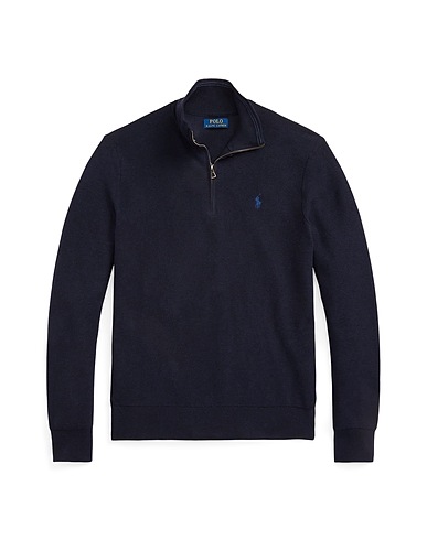 POLO RALPH LAUREN Jumper with zip MESH-KNIT COTTON QUARTER-ZIP SWEATER
 Navy blue 100% Cotton