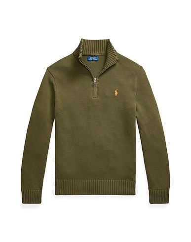 POLO RALPH LAUREN Jersey  COTTON QUARTER-ZIP SWEATER 
 Verde militar 100% Algodón