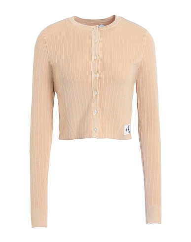 CALVIN KLEIN JEANS Cardigan Beige 80% Cotton, 17% Polyamide, 3% Elastane