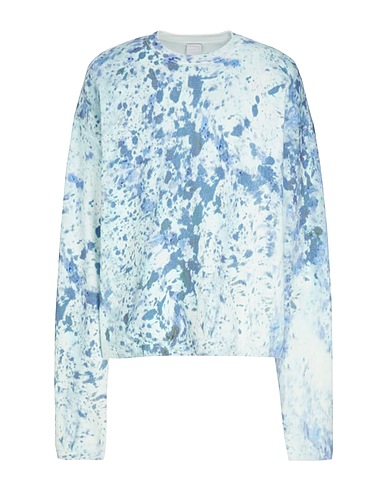 8 by YOOX Pullover SPRAY PRINTED CREWNECK JUMPER
 Celeste 100% Cotone organico