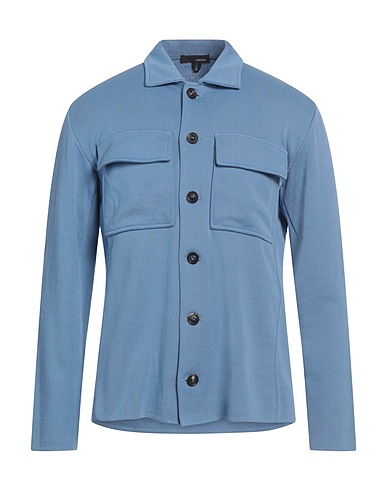 LARDINI Solid colour shirt Light blue 100% Cotton