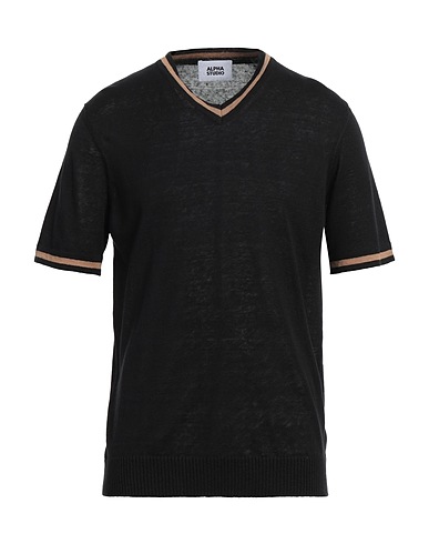ALPHA STUDIO Jumper Black 75% Linen, 25% Cotton