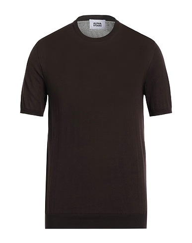 ALPHA STUDIO Jumper Dark brown 100% Cotton