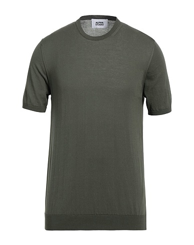 ALPHA STUDIO Jumper Military green 100% Cotton