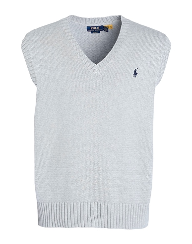 POLO RALPH LAUREN Sleeveless sweater BIG FIT COTTON SWEATER VEST
 Light grey 100% Cotton