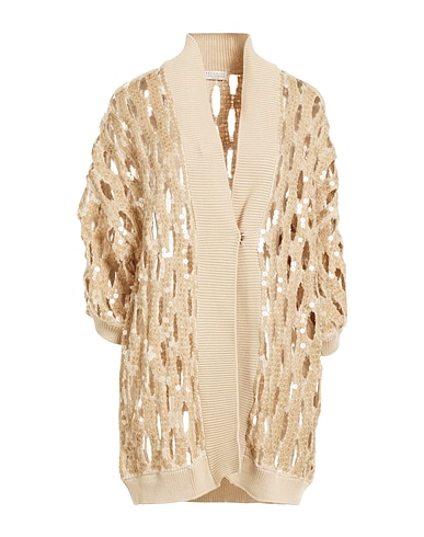 BRUNELLO CUCINELLI Cardigan Beige 80% Linen, 17% Silk, 3% Polyamide, Polyester, Cotton