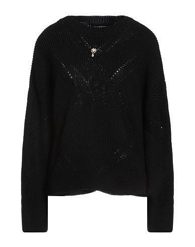ERMANNO SCERVINO Jumper Black 100% Cotton, Crystal, Brass