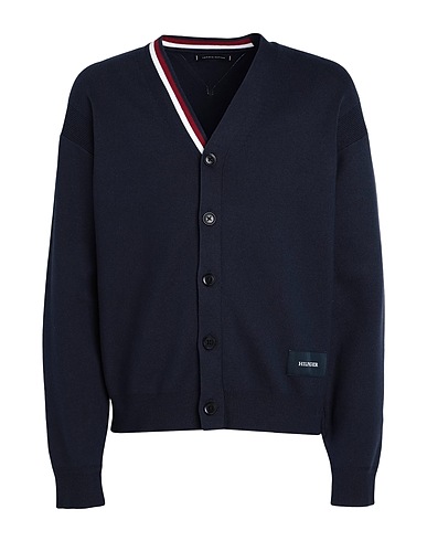 TOMMY HILFIGER Cardigan Navy blue 85% Cotton, 15% Polyester