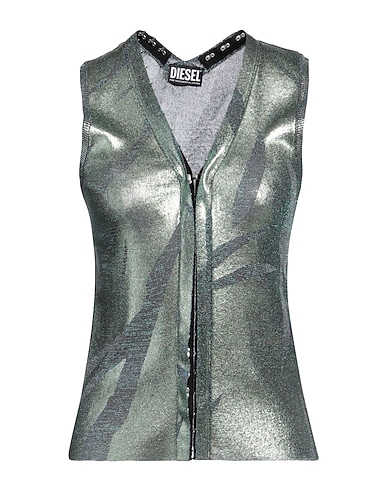 DIESEL Sleeveless jumper VERDE MILITARE 80% Acetate, 10% Nylon, 10% Metallic fiber