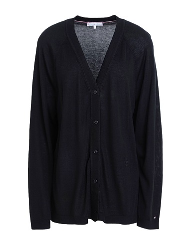 TOMMY HILFIGER Strickjacke Schwarz 90% Lyocell, 10% Seide