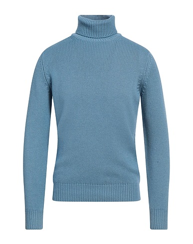 FILIPPO DE LAURENTIIS Polo neck Pastel blue 75% Merino Wool, 15% Silk, 10% Cashmere